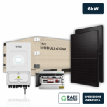 KIT Fotovoltaico Monofase 6kW con Inverter Ibrido, 15 Moduli TIER-1 410W (6.15kW) Full Black, Quadro Combinato 2-2 AC-DC 6kW senza Accumulo