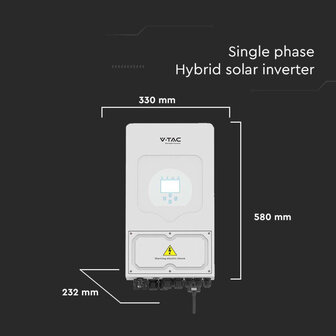 V-TAC Inverter Fotovoltaico Deye Monofase Ibrido On-Grid/Off-Grid 5kW, Doppio MPPT, CEI 0-21, Schermo LCD Touch, WiFi e TA Inclusi, Garanzia 10 Anni IP65