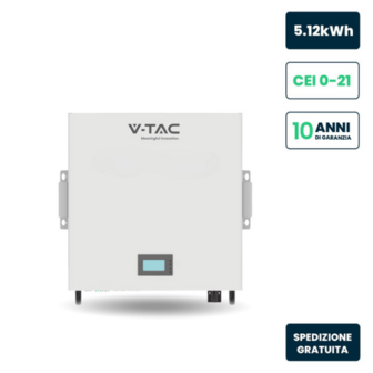 Batteria di Accumulo 5.12kWh al Litio-Ferro-Fosfato LiFePO4 BMS Integrato per Inverter Fotovoltaici CEI 0-21 51.2V 100Ah Garanzia 10 Anni