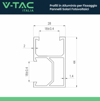 Profili in Alluminio Lunghezza 2m Argento per Fissaggio Pannelli Solari Fotovoltaici (Confezione 4 Pezzi)