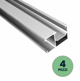 Profili in Alluminio Lunghezza 2m Argento per Fissaggio Pannelli Solari Fotovoltaici (Confezione 4 Pezzi)