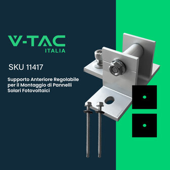 V-TAC Supporto Anteriore Regolabile per il Montaggio di Pannelli Solari Fotovoltaici