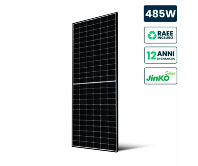 Pannello Solare Fotovoltaico Modulo 485W JINKO Solar TIER-1 Tiger Neo, Monocristallino N-Type TOPCon, Black Frame IP67/IP68 1906x1134x30mm