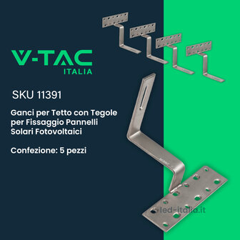 Kit Struttura in Alluminio per montaggio 8 Pannelli Fotovoltaici 35mm per installazione su Tetto con Tegole
