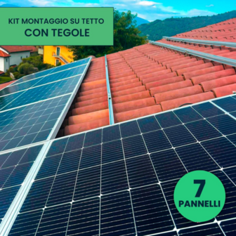 Kit Struttura in Alluminio per montaggio 7 Pannelli Fotovoltaici 35mm per installazione su Tetto con Tegole