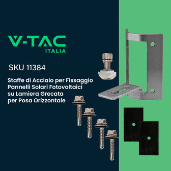 Kit Struttura in Alluminio per montaggio 8 Pannelli Fotovoltaici 35mm per installazione su Tetto in Lamiera Grecata Orizzontale