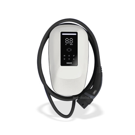 Daze Stazione di Ricarica Dazebox Home T 22.2kW Trifase 32A, IP55 IK10, WiFi e Bluetooth, Wall Box Bianco con Schermo, 3 Tessere RFID Incluse, Cavo Tipo 2 Lunghezza 5m