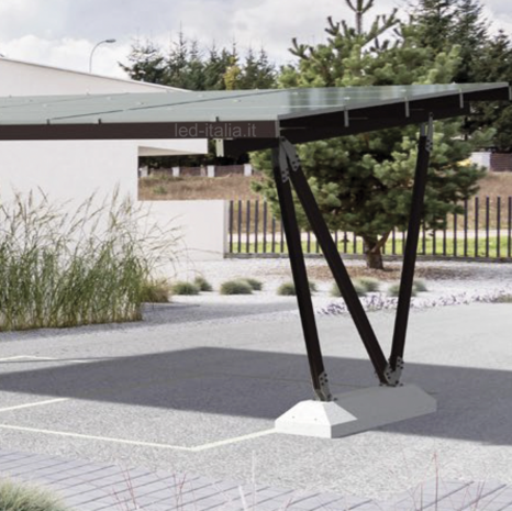 Struttura in Alluminio per Carport Fotovoltaico, 1-2 Posti Auto, fino a 15 Pannelli Solari
