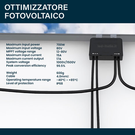 Ottimizzatore di Potenza Deye Smart per Pannelli Solari Fotovoltaici fino a 700W 80V 15A